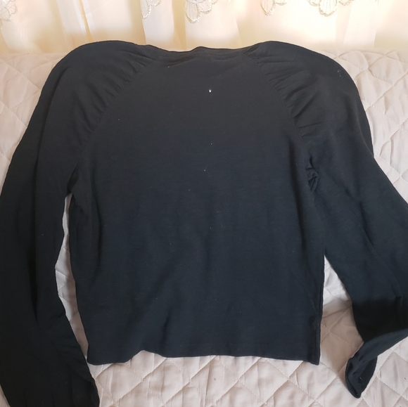 Anthro Ella Moss Long Sleeve Back Ruffle Top - Picture 2 of 3